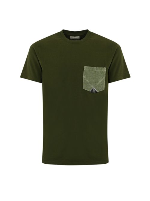 T-shirt Pocket in jersey Green con tasca denim Roy Roger's | RRU90172CA16XXXXC0400